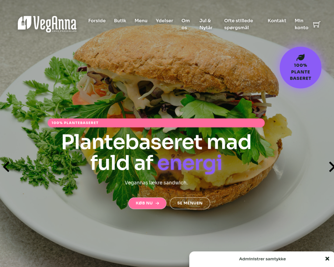 veganna.dk — forside, designet og udviklet af EvokeMedia